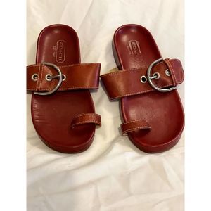 Coach Red Silver Buckle Sandals Sz 5.5